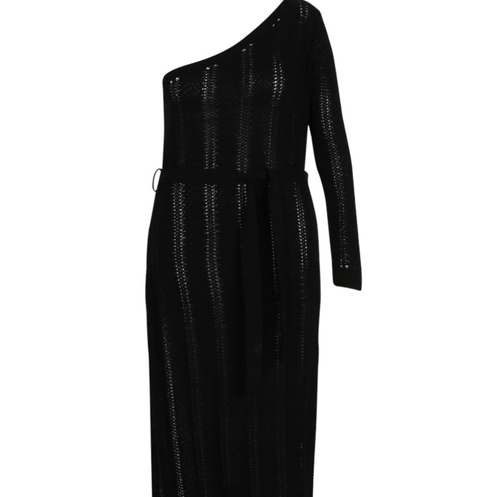 NWT!! Black One Shoulder Crochet dress